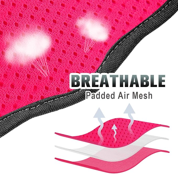 BARKBAY No Pull Dog Harness Large Reflective Dog Harness with Front Clip and Easy Control Handle for Walking Training Running with ID tag Pocket(Pink/Black,S)