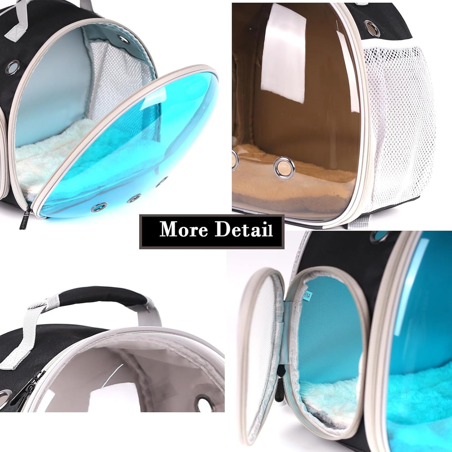 Portable Travel pet Backpack Carrier with Self Warming Pet Bed Set, Guinea Pig Carrier for 2,Reptile Travel Carrier for Lizards Sugar Glider Hedgehog Rat Parrot Birds Breathable Hangbag