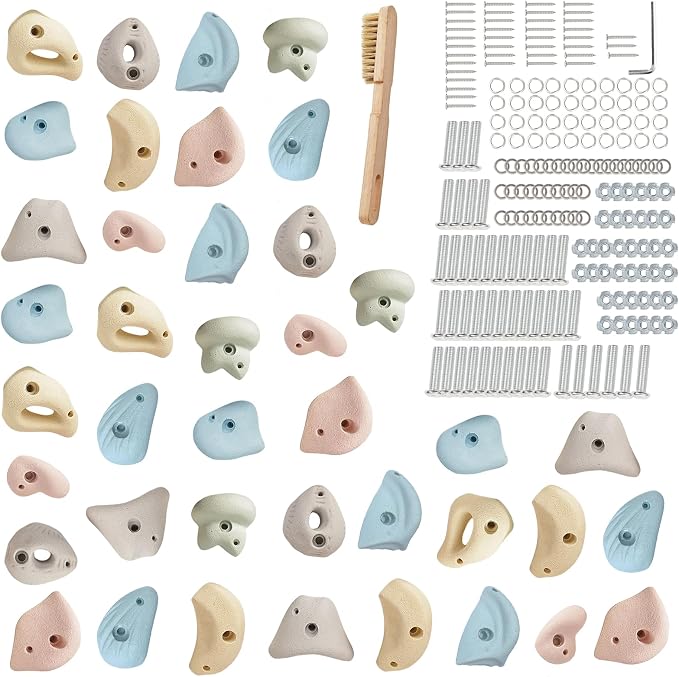Premium Resin Rock Climbing Holds for All Ages, Large Training Rock Climbing Wall Grips Indoor/Outdoor, Rock-Like Texture Climbing Wall with Mounting Hardware