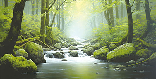 30X18IN Tropical Forest Terrarium Background, Natural Green Forest Tree Reptile Habitat Background, Misty Rainforest Aquarium Background, with 8 EVA Double-Sided Tape