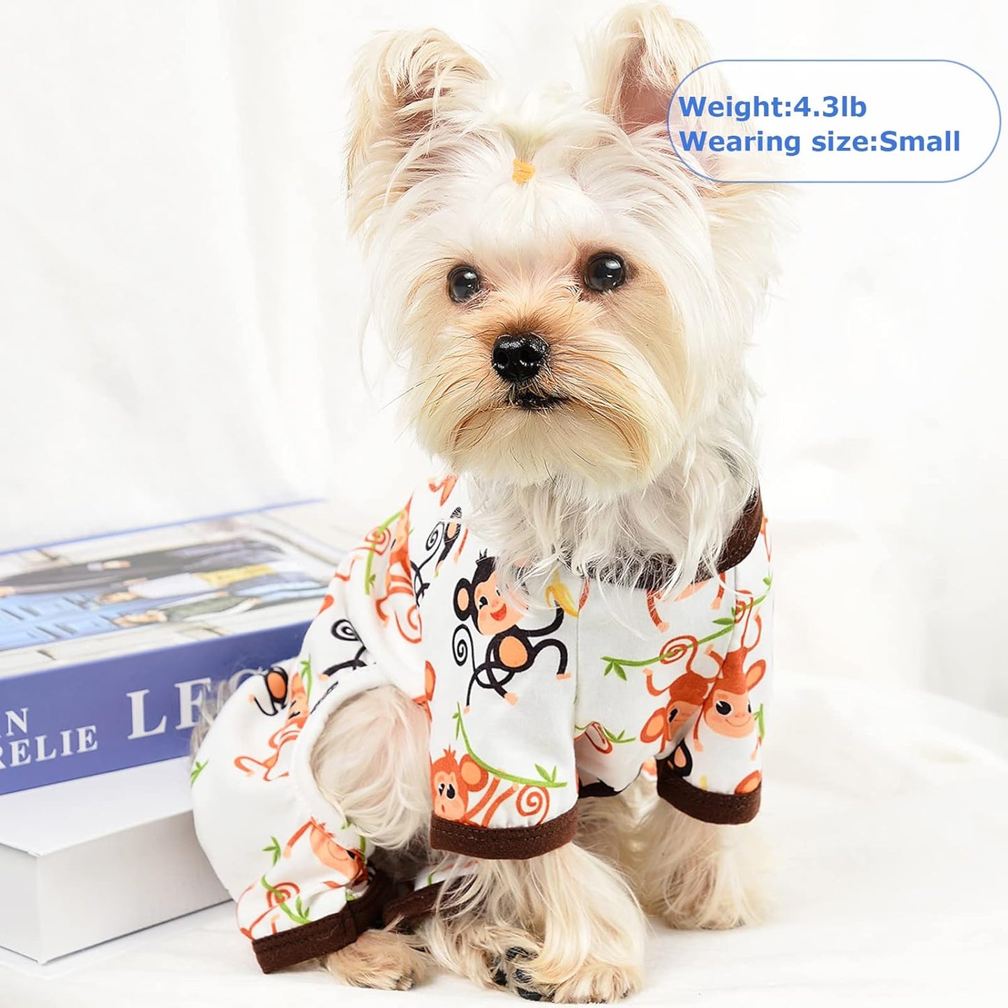 Dog Pajamas Pjs Summer Dog Clothes for Small Dogs Boy Girl Puppy Pajamas for Small Dogs Chihuahua Clothes Pet Onesies Doggie Outfits Jammies, Medium