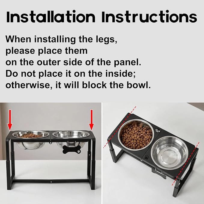 Metal Elevated Dog Bowls, Raised Dog Bowls for Large/Extra Large Breeds with Two 111oz Stainless Steel Food Bowls, 3 Adjustable Height (8.8"/11.5"/14") Dog Bowl Stand Protect Neck & Joints