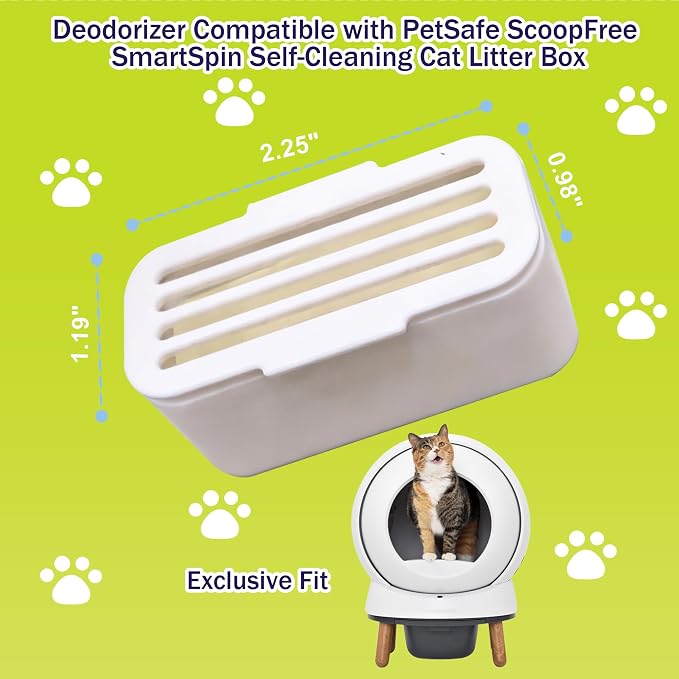 2Pcs Deodorant for PetSafe ScoopFree SmartSpin Self-Cleaning Cat Litter Box, Cat Friendly Natural Plant-Based Odor Suppression