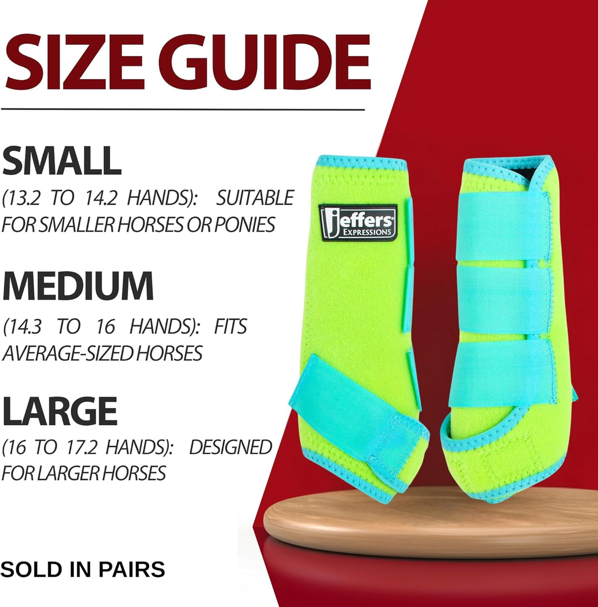 Jeffers Equine Neon Horse Boots – 1 Pair – Lime and Turquoise – Small Size – Breathable Neoprene, Secure Strap Closures – Durable Protection for Front & Hind Legs, Training, Trail & Riding Use