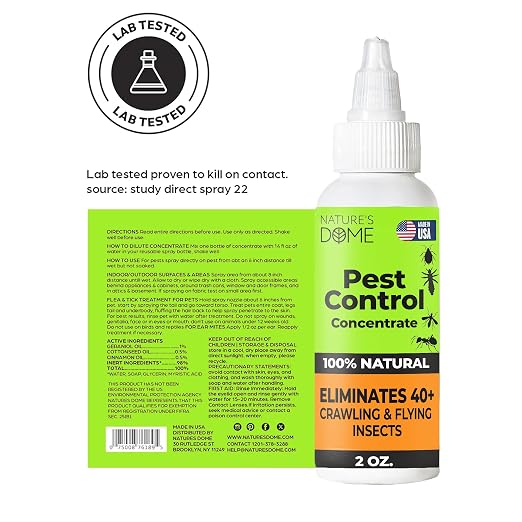 Nature's Dome Pest Killer Starter Kit, Makes 48 Oz (3 Concentrate Vials + 1 Reusable Sprayer) Plant-Based Ant, Roach, Spider & Fly Killer Spray | Indoor/Outdoor, Child & Pet Safe Essential Oil Formula