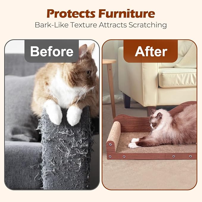 ComSaf Cat Scratcher Bed 26.4 in, Large Cardboard Cat Scratching Board | Scratch Pad Lounger, Sofa Couch Shape, Corrugated Cardboard, Furniture Protection, Indoor Resting Spot, Claw Care