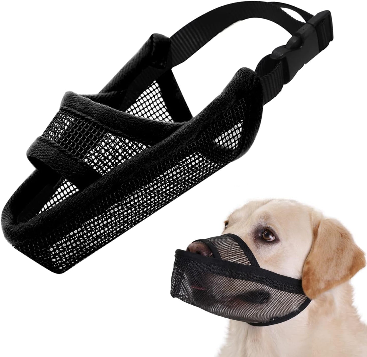 Crazy Felix Nylon Dog Muzzle for Small Medium Large Dogs Poodle Labrador Golden Retriever Doberman, Air Mesh Breathable and Drinkable Pet Muzzle for Anti-Biting Chewing Scavenging(Black,L)