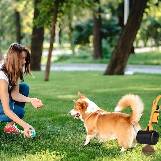 Pooper Scooper for Large Medium & Small Dogs Heavy Duty, 14.18“Long Handled Dog Poop Scooper for Grass,Durable Dog Poop Pick Up Tool, Poop Grabber with 2 Dog Poop Bags 1 Dispenser Poop Scoop，