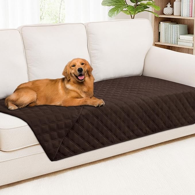 Smiry Waterproof Dog Bed Cover Pet Blanket, Soft Washable Dog Blanket for Furniture Bed Couch Sofa Reversible, Checkered (40"x90", Chocolate/Chocolate)