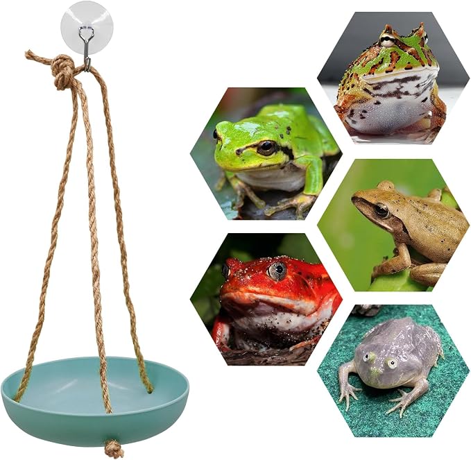Frog Swing Toys, Plastic Reptile Amphibian Climbing Toys, Tank Aquarium Terrarium Decoration Accessories, Suitable for Frog Gecko Lizard Chameleon Hermit Crab (Blue, Small)