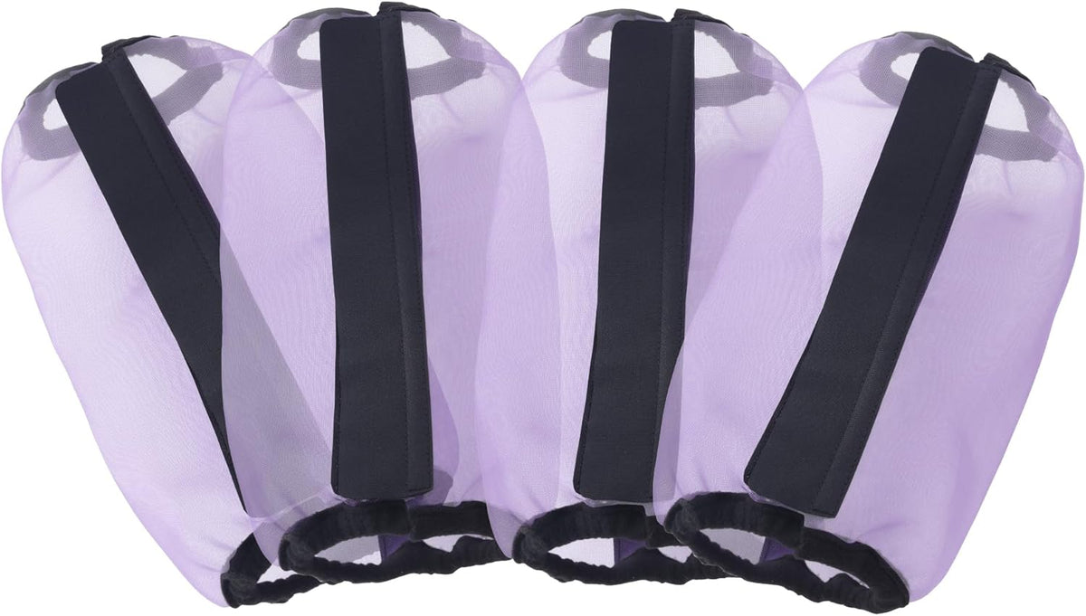 Horse Fly Boots Set of 4, Ultra Lightweight Breathable Mesh Leg Wraps, Non-Slip Fit, Reduce Stomping, Universal Size, Ideal for Summer Violet