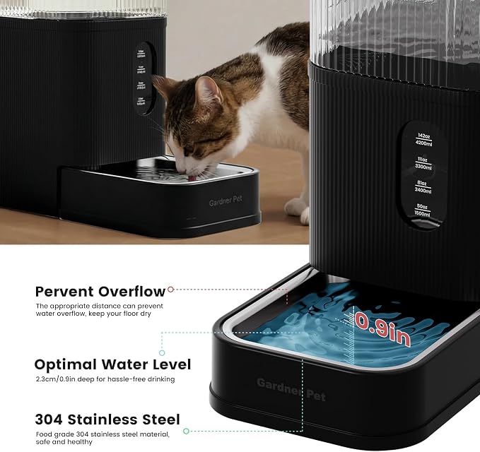 2.9 Gallon Automatic Dog Water Dispenser with Stainless Steel Bowl | BPA-Free, 11L Large Capacity, Stainless Steel Bowl, Maifan Stone Filter, Gravity Auto-Fill, Safe for Cats & Dogs