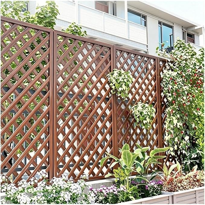 Zfmnoyev Outside Wooden Decorative Fences, Courtyard Edge Fence Board, Decorative Garden Trellis for Climbing Plants, Standing Decorative Privacy Fence Panels for Deck Patio Balcony(30x90cm)