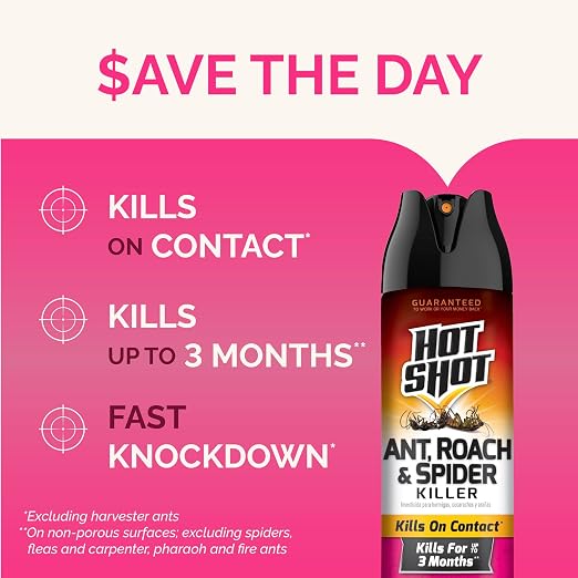 Hot Shot Ant, Roach and Spider Killer 17.5 Ounces, Aerosol Spray, Fresh Floral Scent, 6 Pack
