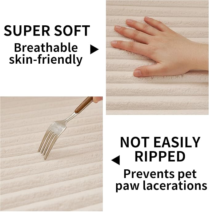 HAOMAIJIA Waterproof Couch Cover for Dogs Washable,Faux Fur Pet Couch Covers for Sofa,Soft Dog Bed Cover Non-Slip Couch Covers for 3 Cushion Couch Sofa Pet Friendly (Off White, 35" x 95" 1 Pack)