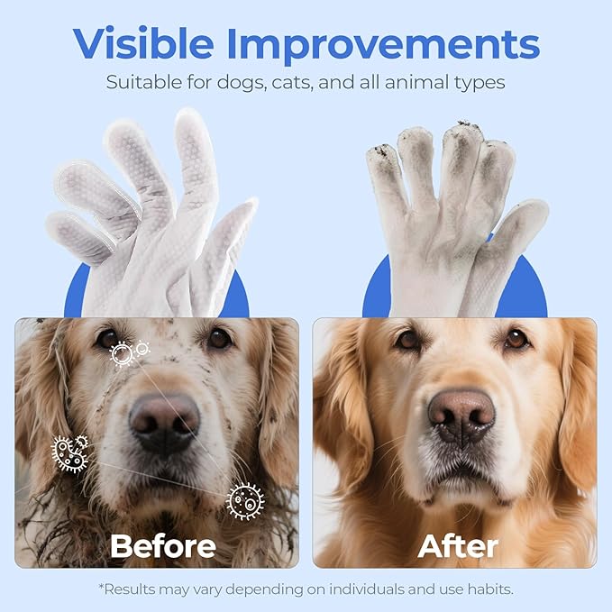 PUPMATE Pet Cleaning Glove Wipes for Dogs & Cats, Hypoallergenic Deodorizing Disposable No-Rinse Grooming Wipes, Wipes, Perfect for Pet Dry Cleaning, Daily Care and Travel, Coconut Scent, 48 pcs