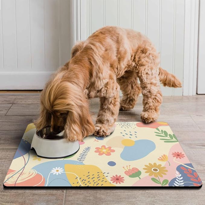 Pet Feeding Mat for Floors Waterproof Dog Mat for Food and Water Absorbent Quick Dry Non Slip mat for Cat Bowls