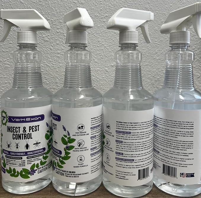 VermExon Peppermint Oil Insect & Pest Control Spray – 32oz Natural Plant-Based Bug Killer for Spiders, Ants, Flies, and Other Insects, Safe for Home & Kitchen Use