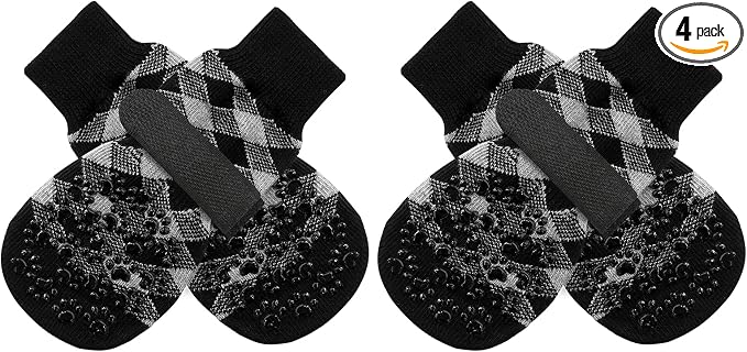 EXPAWLORER Anti Slip Dog Socks to Prevent Licking Paws, Dog Shoes for Hot Pavement, Dog Booties for Small Medium Large Senior Dogs, Traction Control Boots & Paw Protectors for Hardwood Floors