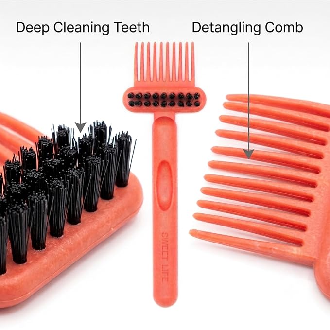 2 in 1 Hair Brush Cleaner Tool Comb and Dust Remover Set | 7 Inch Dual Sided Rake with Sturdy Bristles for Maintaining Daily Salon Grooming Accessories at Home