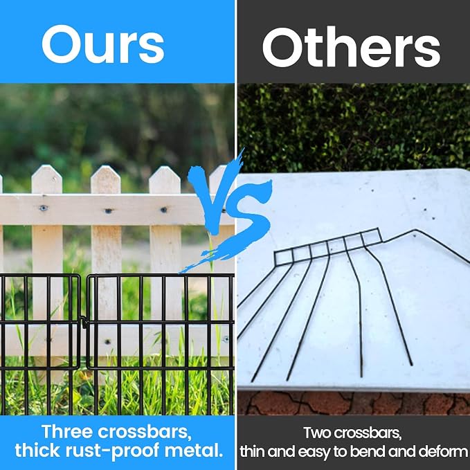 54 Panels Garden Fence Animal Barrier, 13inch(H) Total Length 54ft(L) No Dig Fencing for Dog Rabbits, 1.5" Gap No Digging Fence Panels, Rustproof Metal Fence Border for Yard