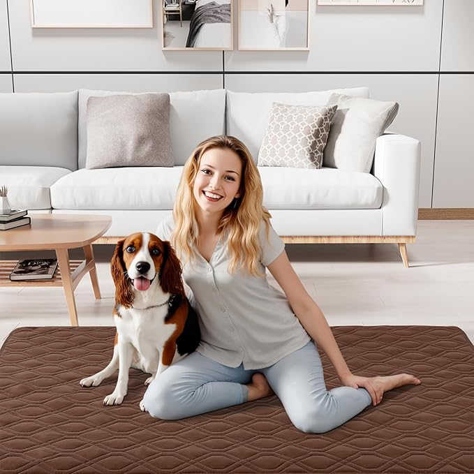 Smiry Reversible Waterproof Couch Covers for Sofa, Washable Dogs Pet Couch Covers for 3 Cushion Sofa Pet Friendly, Water Resistant Furniture Protector Slipcover, Geometric (82"x82", Brown/Chocolate)