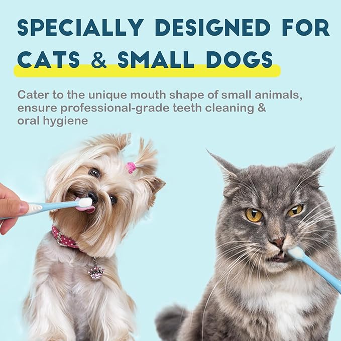 MoonyMars Small Dog Toothbrush, Cat & Puppy Tooth Brushing Kit, Ultra Soft & Mini Head Teeth Brush for Kitten & Tiny Pet, Doggy Toothbrushes Deep Dental Cleaning, 2 PCS - Pink