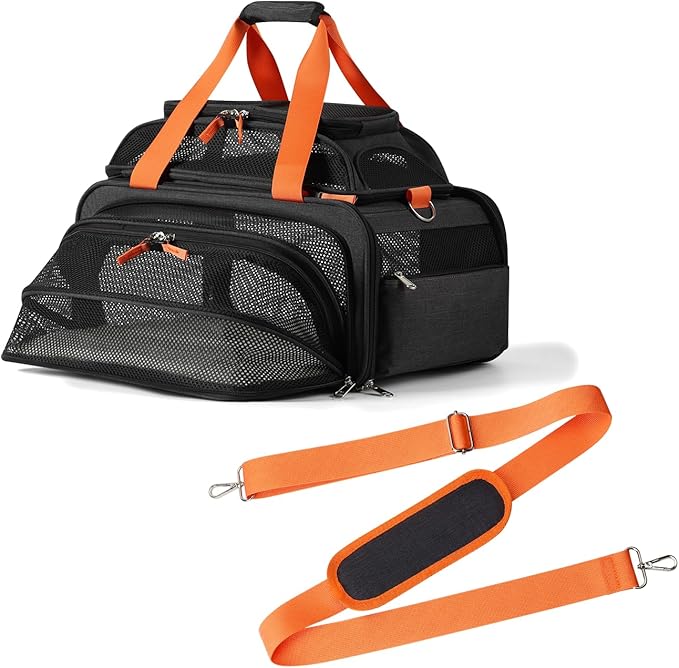 pidipiti 17x12.5x8.5 TSA Approved Expandable pet Carrier for Extra-Small Dog Under 6 lbs,Small-Medium cat Under 8 lbs,for jetblue and Other Airlines only Have 8.5'' Height Space underseat
