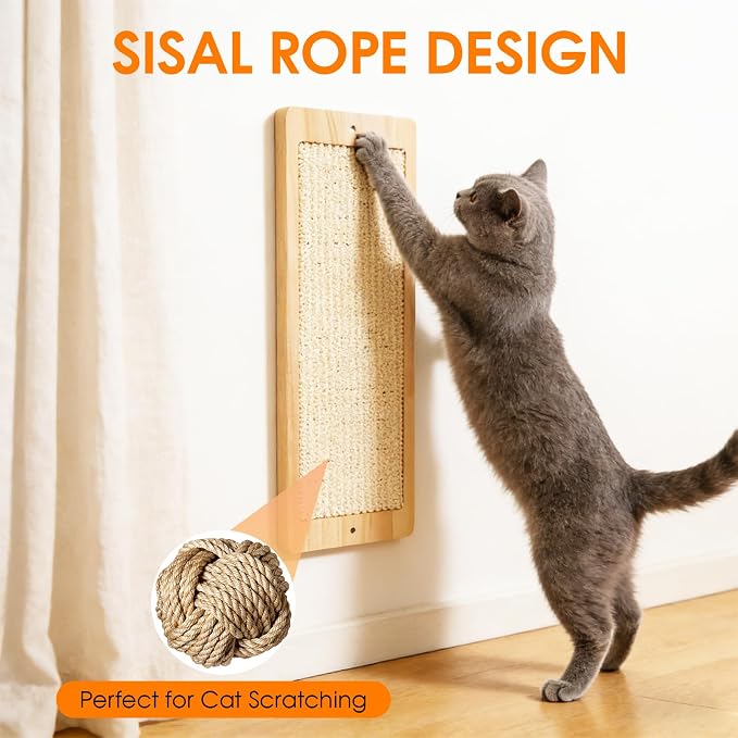 6in1 Cat Wall Shelves Climbing Systems, Large Cat Furniture Shelf Set Wall Hanging Mounted, Hammock Sisal Scratching Perch Bed 2 Steps Tower Tree for Indoor House Corner Ladder