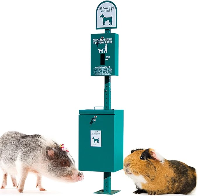 Outdoor Dog Waste Disposal Station 26.4 Gal,Parks Pet Cat Feces Cleaning Garbage Can Floor Standing,for Collect and Dispose of Pet Feces and Excrement