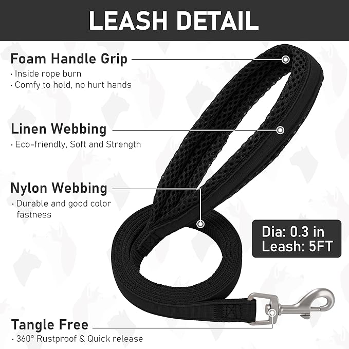 GAMUDA Small Dog Harness Collar and Leash Set, Step in No Chock No Pull Hemp Fabric Soft Mesh Dog Vest Harnesses Reflective for Dogs Puppy and Cats Outdoor Training and Running (Black, S)