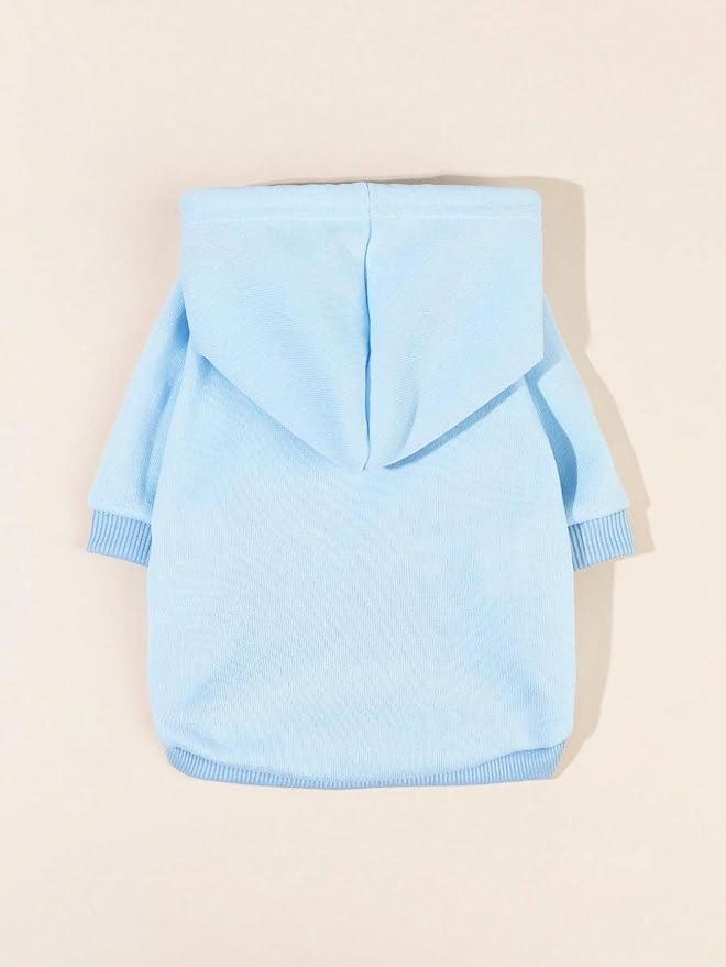 QWINEE Basic Dog Hoodie Sweatshirt Puppy Sweater Warm Cat Costumes Pet Clothes for Chihuahua Puppy Kitten Small Medium Dogs Light Blue Medium
