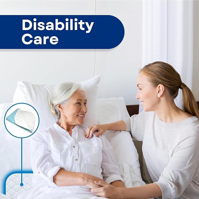 RMS Ultra Soft 4-Layer Washable and Reusable Incontinence Bed Pads with 4 Convenient Handles to Assist in Home Health Care, 34X36 Inch
