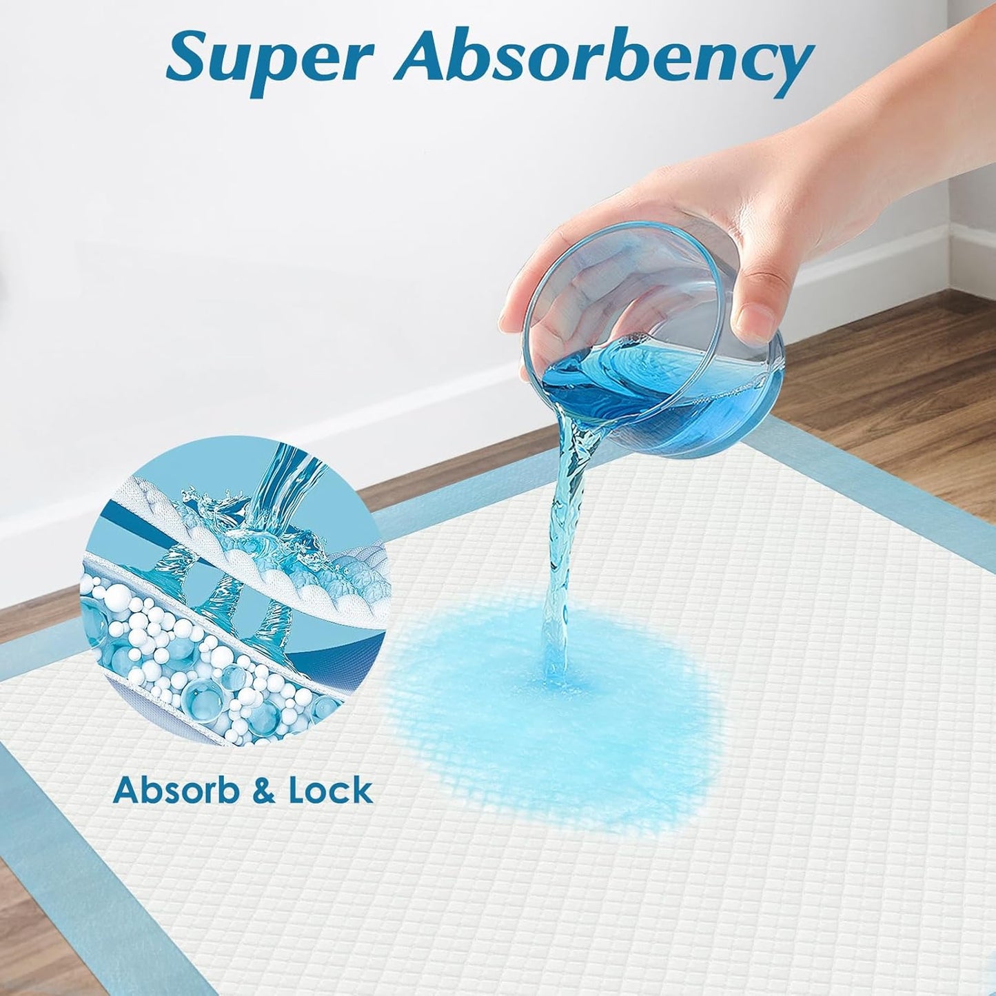 50 Count 36" x 36" Super Absorbency Disposable Underpads - Leakproof Quick Drying Pads for Baby, Puppy & Adults, Bed Pads, Incontinence & Dog Pee