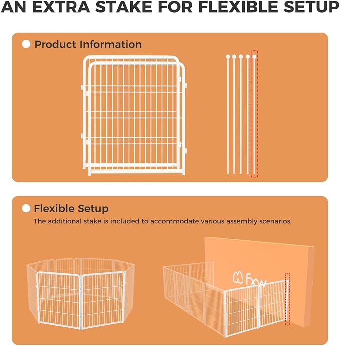 FXW Homeplus Indoor Dog Playpen, 32" H, 2 Panels, for Small & Medium Dogs | Stress-free play, Heavy-duty, Semi-open design, Easy setup, Threshold-free gate, Expandable, Patented
