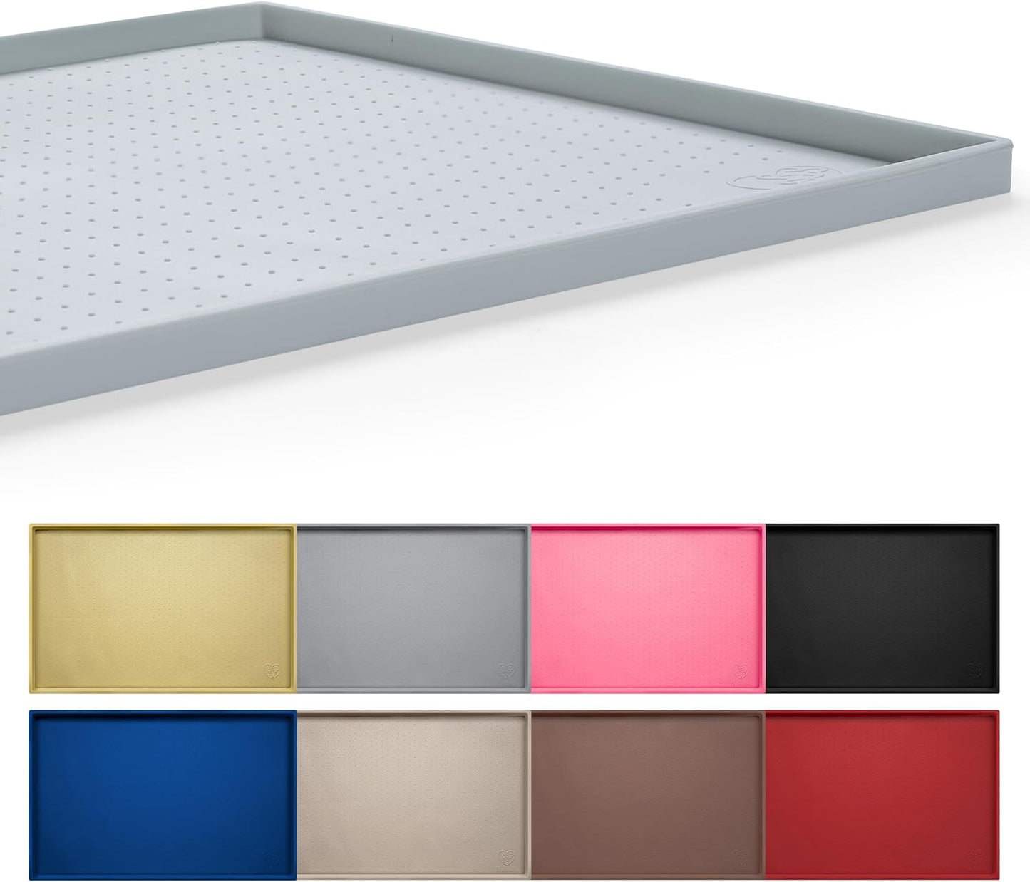 Hubulk Dog Feeding Mat,100% Waterproof Food Grade Silicone Pet Food and Water Bowl Placemat,Dishwasher, High Raised Edge to Prevent Spills,Nonslip Tray to Stop Messes on Floor（19"x12"x0.5", Mist）