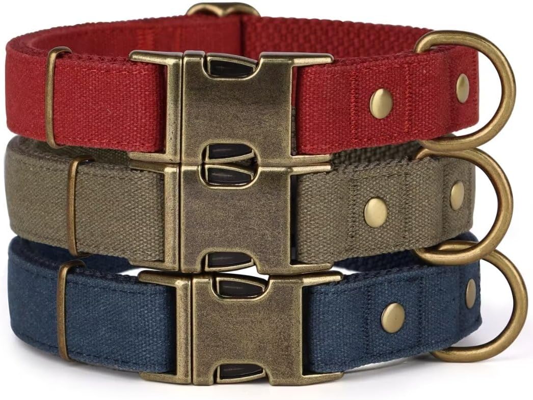 PET ARTIST Dog Collar for Large Dogs, Soft Padded Premium Nylon Dog Collar with Quick Release Metal Buckle, Durable & Adjustable Pet Collars for Boy Gifts, Blue, L (Fit 15-22")