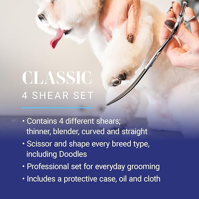 Chris Christensen Classic Series Grooming Shears, Full Set of Shears With Case, Groom Like a Professional, Any Skill Level, Made From 440C Japanese Steel