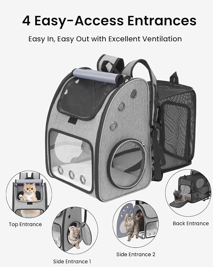Expandable Cat Backpack Carrier for Small Cats/Dogs Airline Approved | Pet Carrier Backpack with Large Space/Breathable Mesh/Anti-Collapse,for Travel/ Hiking/Camping/Vet, Up to 18 lbs
