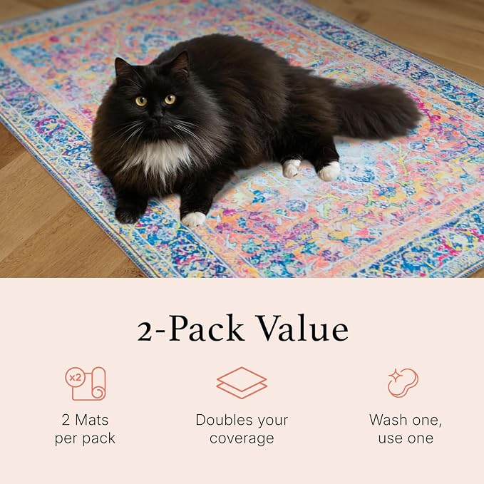 Lovewag Cat Litter Mat, Litter Box Mat, Marmalade Sunshine, 28x41, 2 Pack | Washable litter mat cover, kitty litter mat & cat mat for litter box, litter trapping mat, prevents tracking, multi-cat
