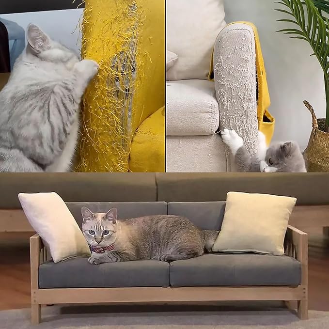 Chuangseed Anti-Cat Scratch Tape - 3" x 30Yds, Clear Double-Sided Cat Scratch Deterrent for Furniture, Carpet, Doors, Pet & Kid Safe