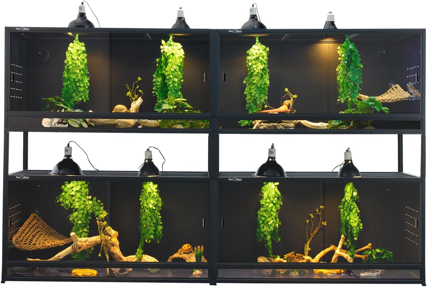 Reptile Tank 4 Packs, 40"x16"x16" Stackable Space Efficient Reptile Enclosure for Bearded Dragon and Ball Python, Expandable Snake Terrarium with Front Opening, Combination Lock