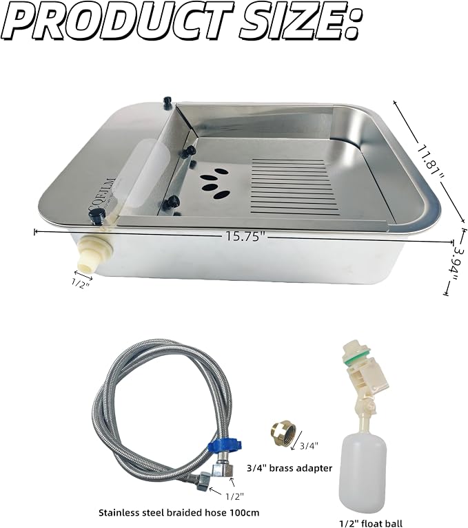Automatic Water Dispenser for Dogs Slow-Drink,Splash-Proof Design | 3 Gallon Stainless Steel Outdoor Drinking Bowl Self-Filling Water Bowl for Large Dogs,Suitable for Cats,Dog(11L-A)
