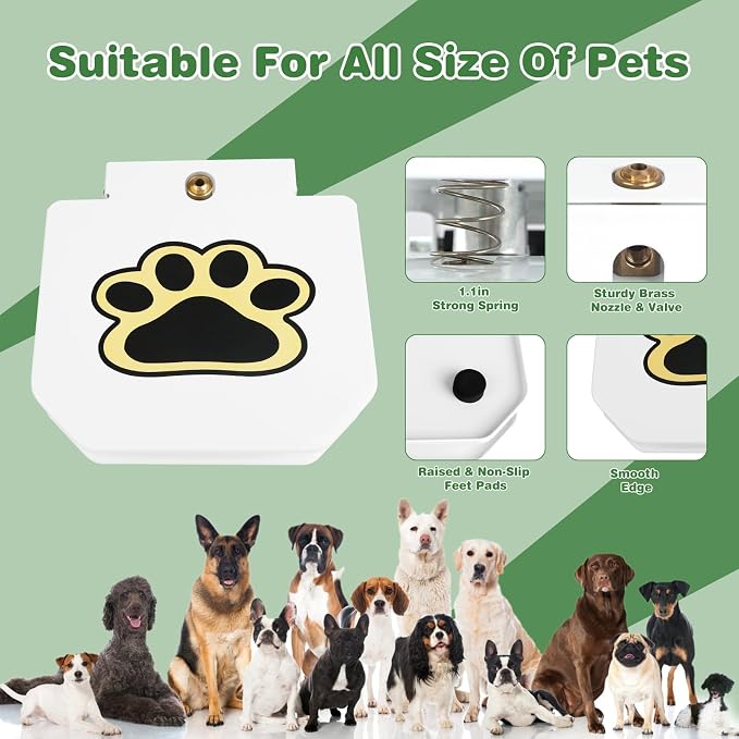 Dog Water Fountain Outdoor,Upgrade Large Dog Sprinkler Drinking Water Dispenser Step-On,Dog Paw Water Activated Bowl Alternative with Stainless Steel Braided Hose