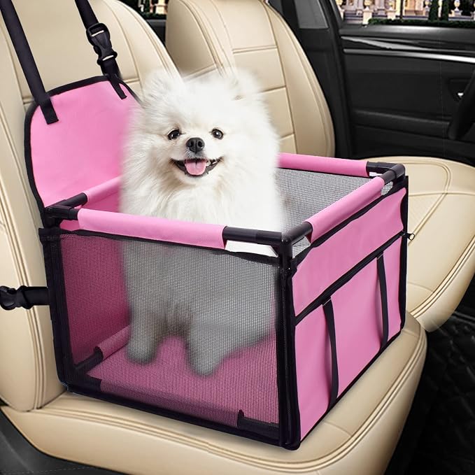 Dog Car Seat Puppy Portable Pet Booster Car Seat with Clip-On Safety Leash and Stable Fram, Anti-Collapse,Perfect for Small Pets