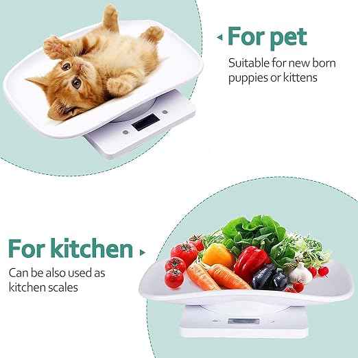 Digital Pet Scale LCD Electronic Small Animals Weighing Scale, Kitchen Food Scale, Mini Precision Grams Weight Balance Scale with g/ml/oz/lb for Pup/Cat/Hedgehog/Ferret/Hamster/Tortoise/Lizard