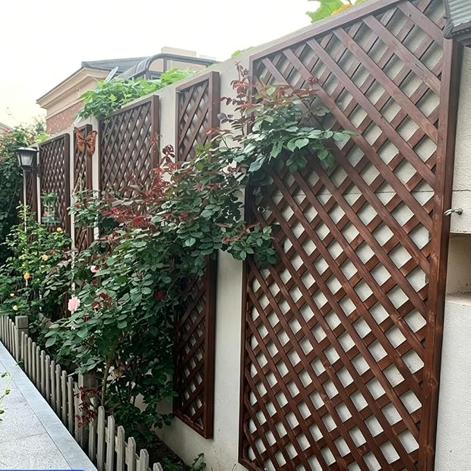 Zfmnoyev Outside Wooden Decorative Fences, Courtyard Edge Fence Board, Decorative Garden Trellis for Climbing Plants, Standing Decorative Privacy Fence Panels for Deck Patio Balcony(30x90cm)