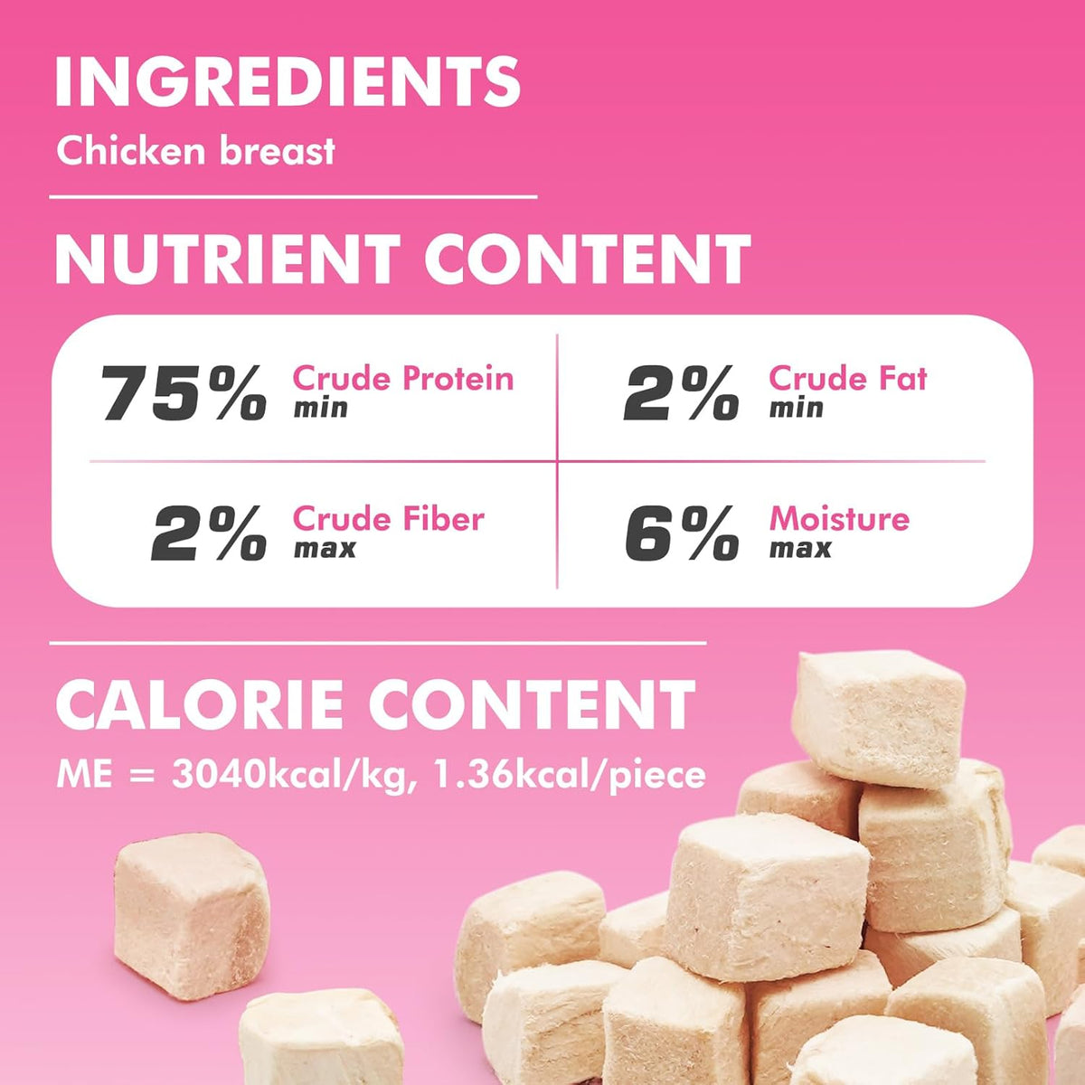 Freeze Dried Cats & Dogs Raw Treats, All Natural Single Ingredient Chicken Breast, High Protein Healthy Pet Training Treats or Food Topper, 3.5 oz