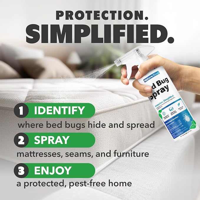 Bed Bug Spray | Targets Bed Bugs & Eggs, Pet & Family Friendly, Plant-Based Active Ingredients, For Mattresses & Luggage, Stain-Free Formula