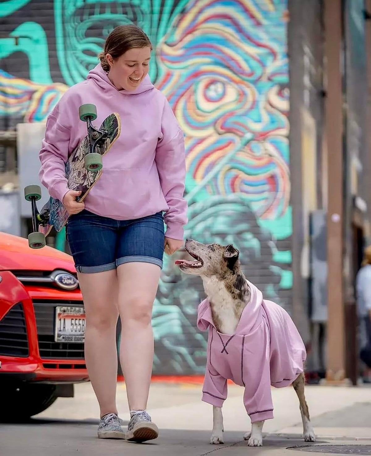 Blueberry Pet Essentials Dog Hoodie – 16 inch, Cotton‑Blend Sweatshirt with Hood, Pink Lilac, Machine‑Washable Small‑Dog Jersey